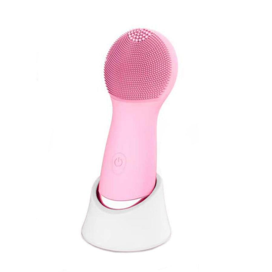 HKM-686675 Wireless Rechargeable Ultrasonic Cleansing Brush - Multi-Function Electric Face Scrubber in Pink and Rose Red