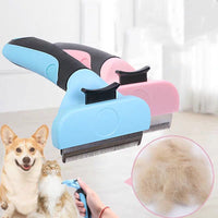 HKM-686867 Ergonomic Pet Grooming Comb for Dogs and Cats - Stainless Steel & TPR - Blue or Pink