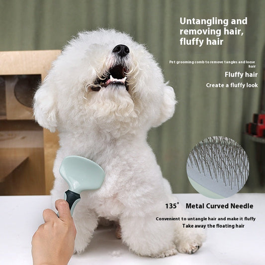 HKM-6868797 Pet Grooming Tool Set with Scissors, Comb, Needle, and Bath Brush