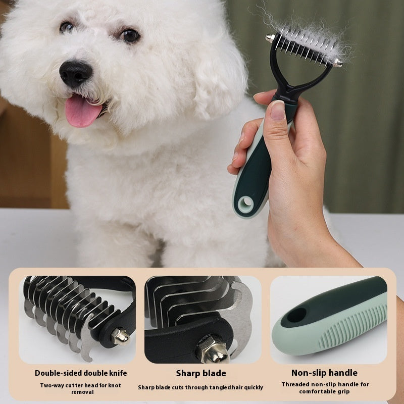HKM-6868797 Pet Grooming Tool Set with Scissors, Comb, Needle, and Bath Brush