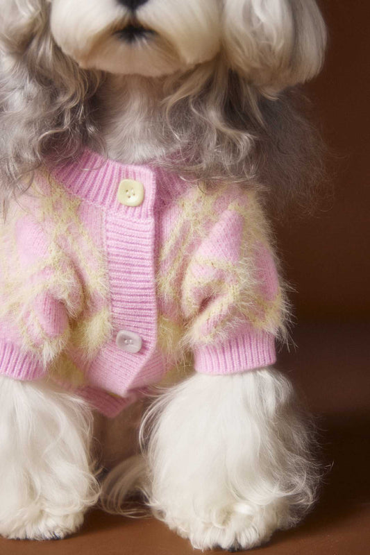 HKM-6869565 Schnauzer Teddy Bichon Casual Wool Cardigan Sweater for Pets