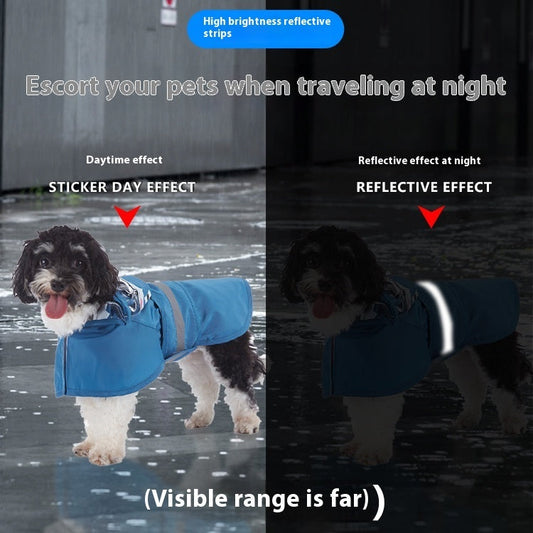 HKM-6870461 Reflective Cartoon Dog Rain Poncho for Pets - Various Colors & Sizes Available