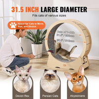 HKM-6871613 Large Cat Exercise Wheel for Indoor Use - Solid Wood Design, Quiet Operation, Supports Cats Up to 13 lbs