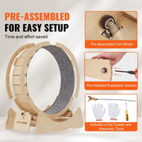 HKM-6871613 Large Cat Exercise Wheel for Indoor Use - Solid Wood Design, Quiet Operation, Supports Cats Up to 13 lbs