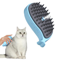 HKM-6872253 3-in-1 Whale-Shaped Cat Steam Brush for Grooming, De-Shedding, and Massage