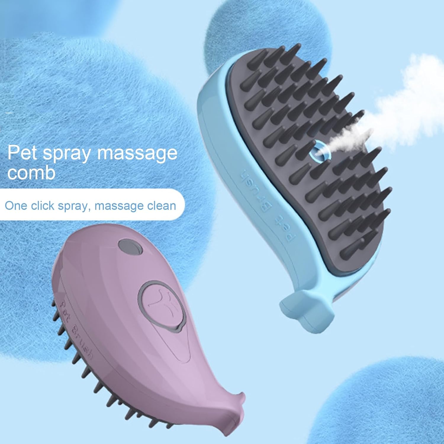 HKM-6872253 3-in-1 Whale-Shaped Cat Steam Brush for Grooming, De-Shedding, and Massage