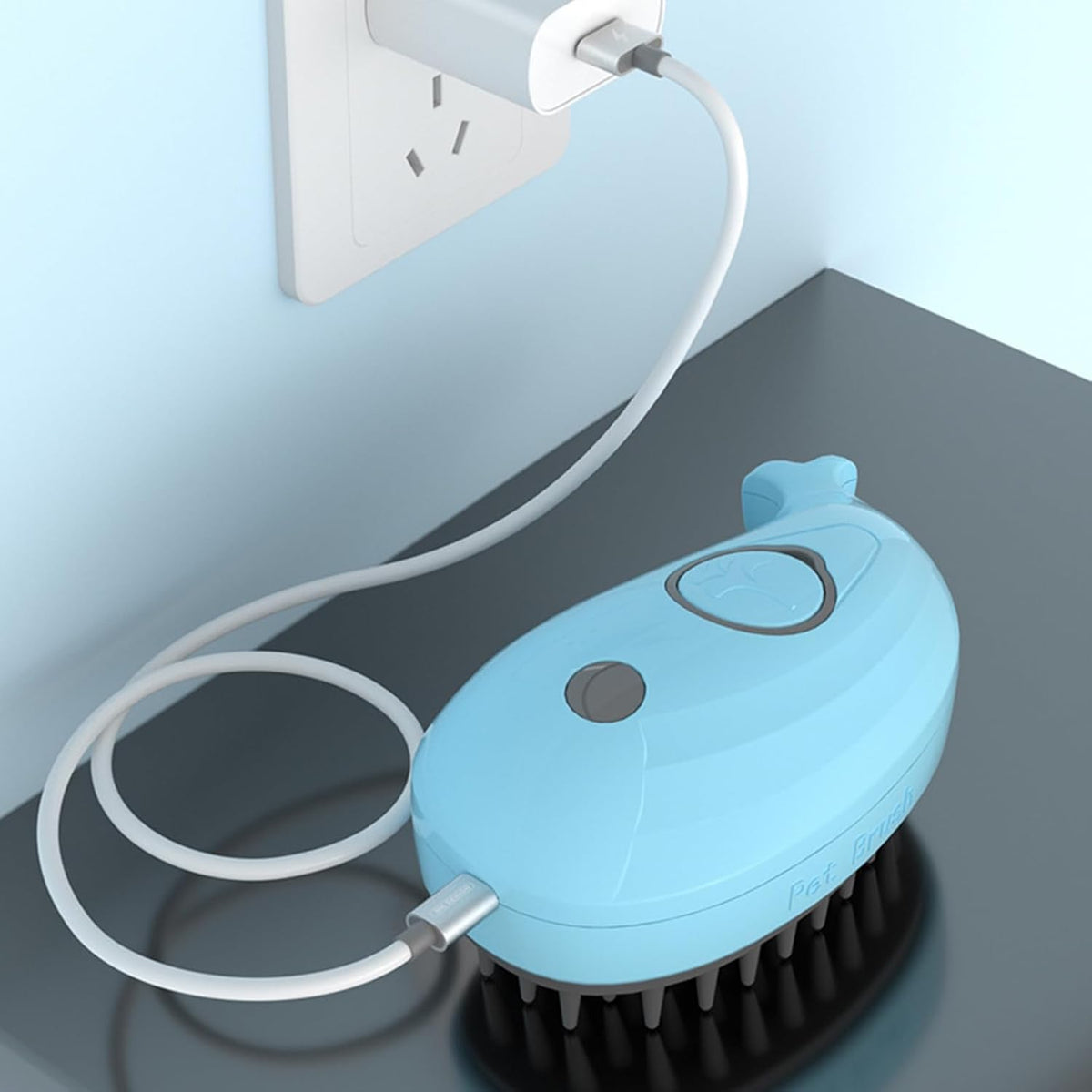 HKM-6872253 3-in-1 Whale-Shaped Cat Steam Brush for Grooming, De-Shedding, and Massage