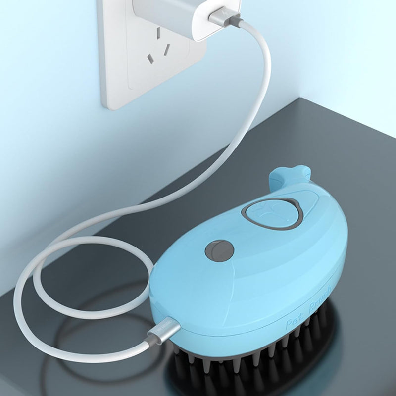 HKM-6872253 3-in-1 Whale-Shaped Cat Steam Brush for Grooming, De-Shedding, and Massage