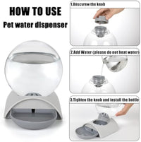HKM-6874045 Automatic 2.8L Pet Water Dispenser for Cats, Dogs & Rabbits - Gravity Feed Design with Detachable Dish and Spherical Waterer