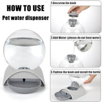 HKM-6874045 Automatic 2.8L Pet Water Dispenser for Cats, Dogs & Rabbits - Gravity Feed Design with Detachable Dish and Spherical Waterer