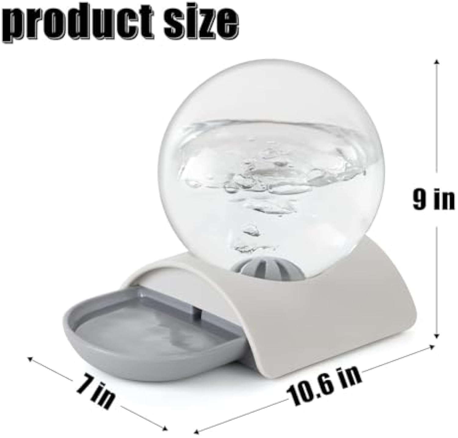HKM-6874045 Automatic 2.8L Pet Water Dispenser for Cats, Dogs & Rabbits - Gravity Feed Design with Detachable Dish and Spherical Waterer