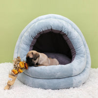 HKM-6874813 Cozy Flannel and Fluff Nest Bed for Small Dogs and Cats - Multiple Sizes Available