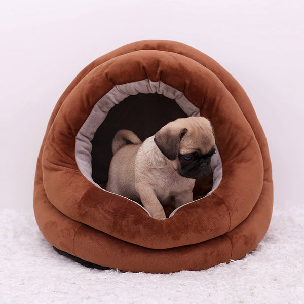 HKM-6874813 Cozy Flannel and Fluff Nest Bed for Small Dogs and Cats - Multiple Sizes Available