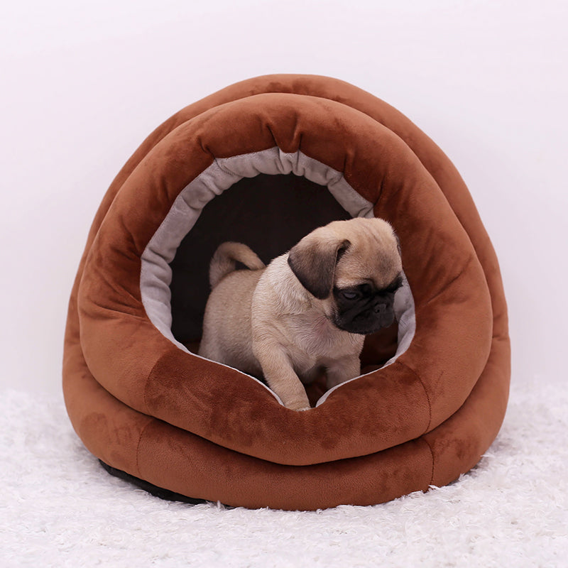 HKM-6874813 Cozy Flannel and Fluff Nest Bed for Small Dogs and Cats - Multiple Sizes Available