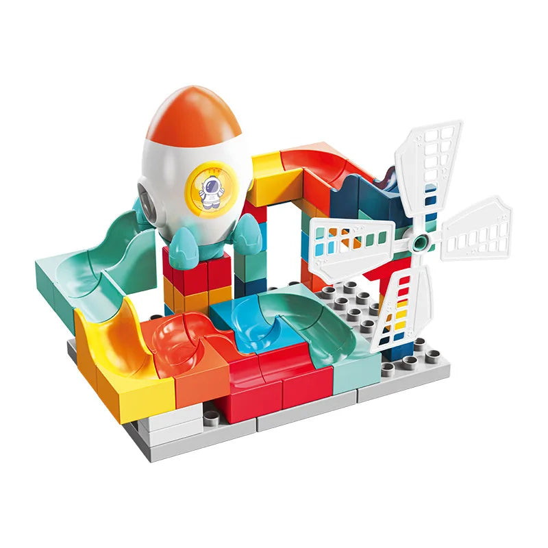 HKM-687507 71-Piece Large Aerospace Building Blocks Marble Run Set for Ages 3 and Up