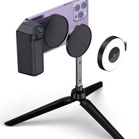 HKM-687507 Folding LED Mobile Phone Fill Light with Magnetic Suction and Tripod, Three Color Temperatures, Wireless Design