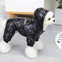 HKM-6875197 Warm Cotton Four-Legged Winter Coat for Puppies in Silver and Black