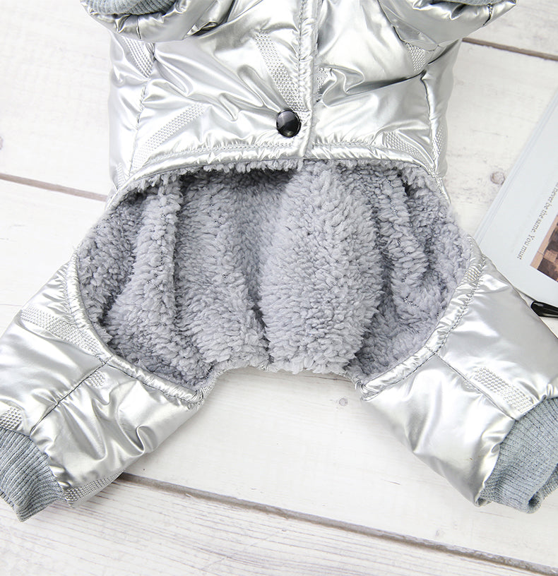 HKM-6875197 Warm Cotton Four-Legged Winter Coat for Puppies in Silver and Black