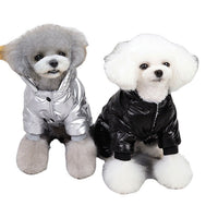 HKM-6875197 Warm Cotton Four-Legged Winter Coat for Puppies in Silver and Black