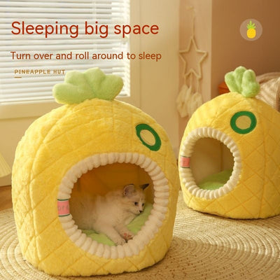 HKM-6875581 Cozy Pineapple Pet Nest for Cats and Small Animals