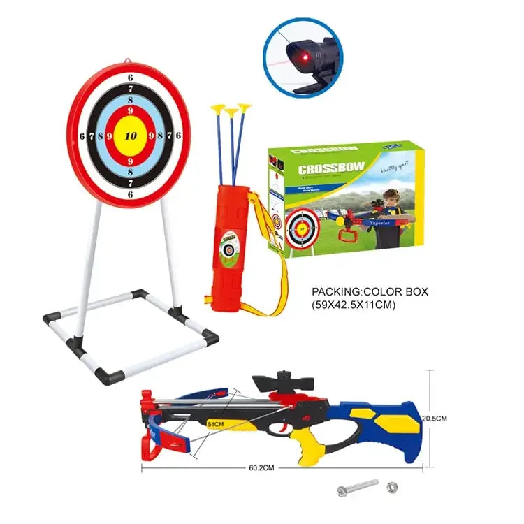 HKM-687571 Crossbow Shooting Game Toy for Kids - Outdoor Archery Practice Set with Plastic Bow and Arrows
