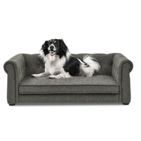 HKM-687571 Elevated Dark Grey Pet Sofa Bed for Medium and Large Dogs – Comfortable and Stylish Design