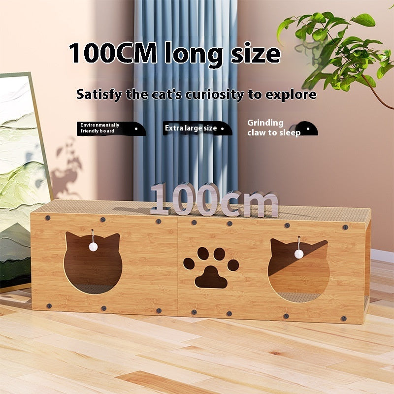 HKM-6875837 Corrugated Vertical Pet Toy Tunnel - Wear-resistant Brown Design, 100x0.24cm & 100x0.3cm