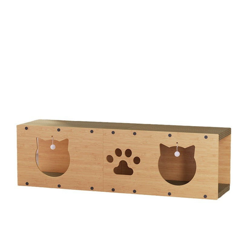 HKM-6875837 Corrugated Vertical Pet Toy Tunnel - Wear-resistant Brown Design, 100x0.24cm & 100x0.3cm
