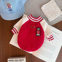 HKM-6876349 Windproof Thickened Fleece Baseball Jacket for Pets - Unisex in Navy Blue and Red, Multiple Sizes Available
