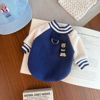 HKM-6876349 Windproof Thickened Fleece Baseball Jacket for Pets - Unisex in Navy Blue and Red, Multiple Sizes Available