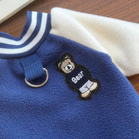 HKM-6876349 Windproof Thickened Fleece Baseball Jacket for Pets - Unisex in Navy Blue and Red, Multiple Sizes Available