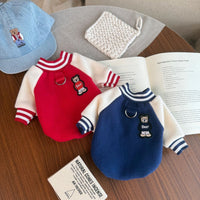 HKM-6876349 Windproof Thickened Fleece Baseball Jacket for Pets - Unisex in Navy Blue and Red, Multiple Sizes Available