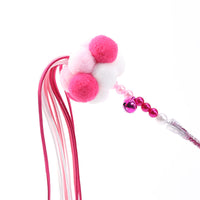 HKM-6877373 Handmade Plush Cat Feather Pompon Toy - Available in Large and Small Sizes