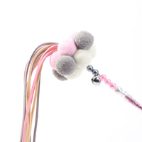HKM-6877373 Handmade Plush Cat Feather Pompon Toy - Available in Large and Small Sizes