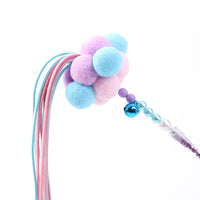 HKM-6877373 Handmade Plush Cat Feather Pompon Toy - Available in Large and Small Sizes