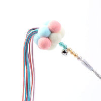 HKM-6877373 Handmade Plush Cat Feather Pompon Toy - Available in Large and Small Sizes