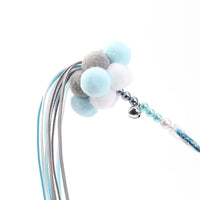 HKM-6877373 Handmade Plush Cat Feather Pompon Toy - Available in Large and Small Sizes