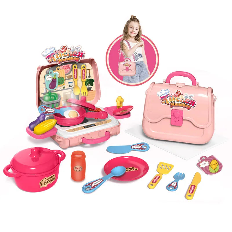 HKM-687763 Kids Pretend Play Kitchen Cook Set - 33 Pieces Playset for Ages 5-7