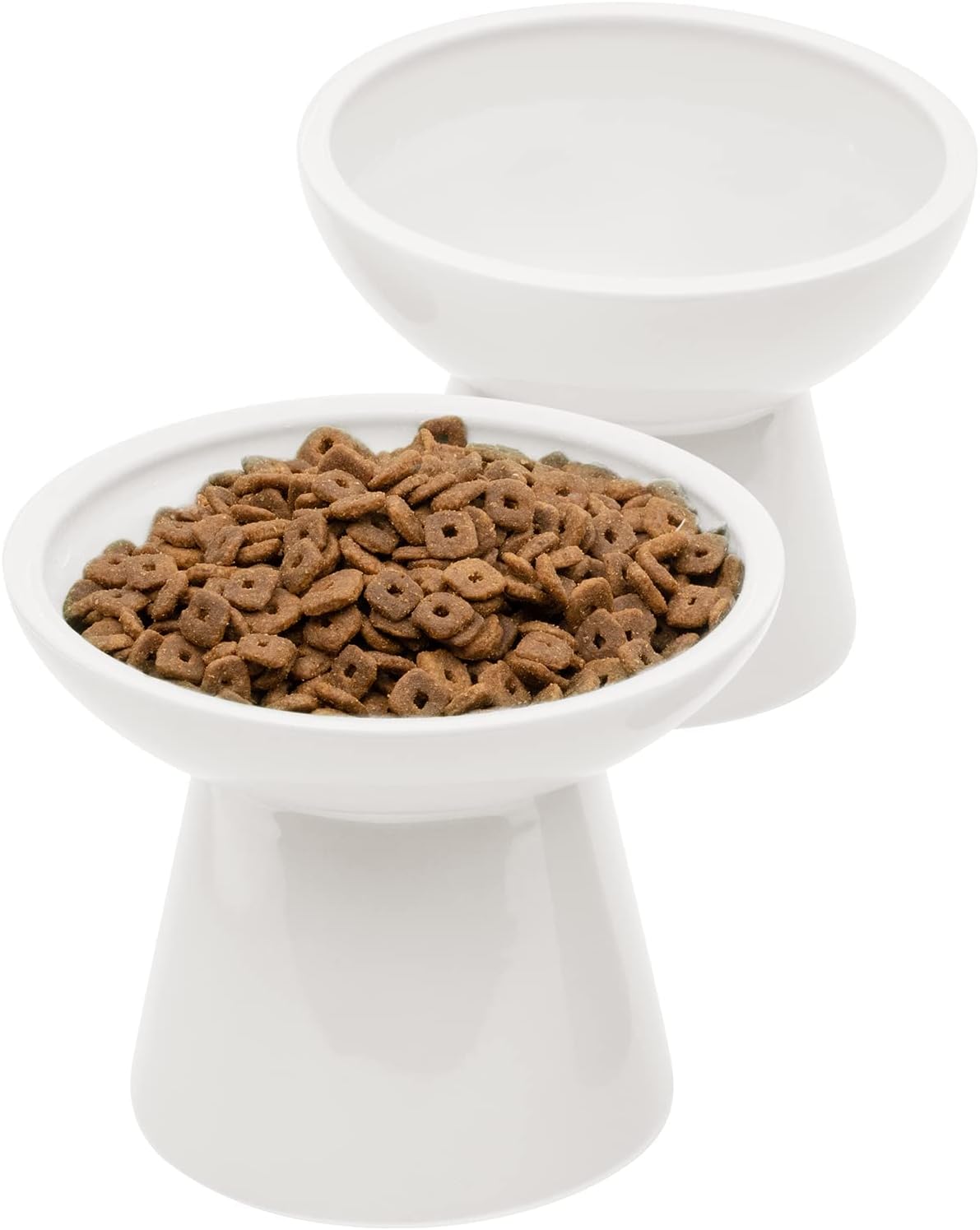 HKM-6878013 Elevated Ceramic Cat Food and Water Bowls, Whisker-Friendly Design, Lead and Cadmium Free