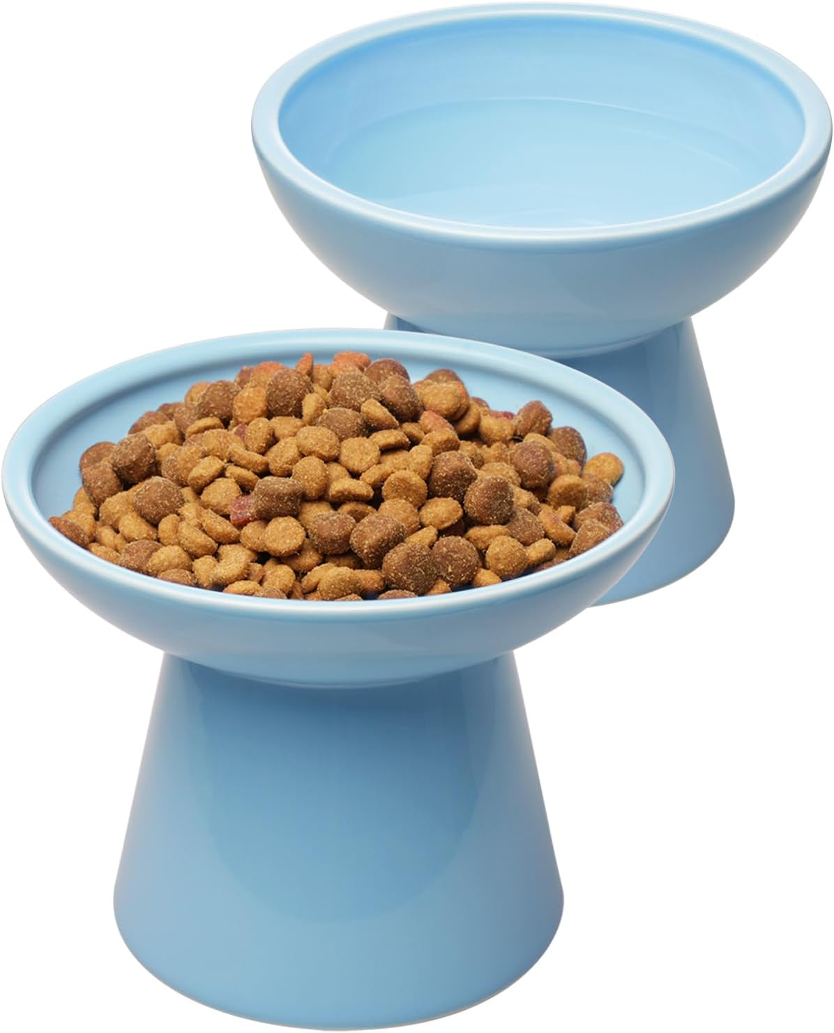 HKM-6878013 Elevated Ceramic Cat Food and Water Bowls, Whisker-Friendly Design, Lead and Cadmium Free