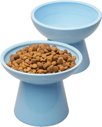 HKM-6878013 Elevated Ceramic Cat Food and Water Bowls, Whisker-Friendly Design, Lead and Cadmium Free