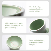 HKM-6878013 Elevated Ceramic Cat Food and Water Bowls, Whisker-Friendly Design, Lead and Cadmium Free