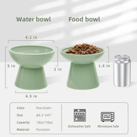 HKM-6878013 Elevated Ceramic Cat Food and Water Bowls, Whisker-Friendly Design, Lead and Cadmium Free
