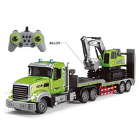HKM-687891 Dual Control 11CH RC Semi-Trailer Truck & Excavator Toy Set - 1:12 Scale, 2.4GHz, Ready-to-Go