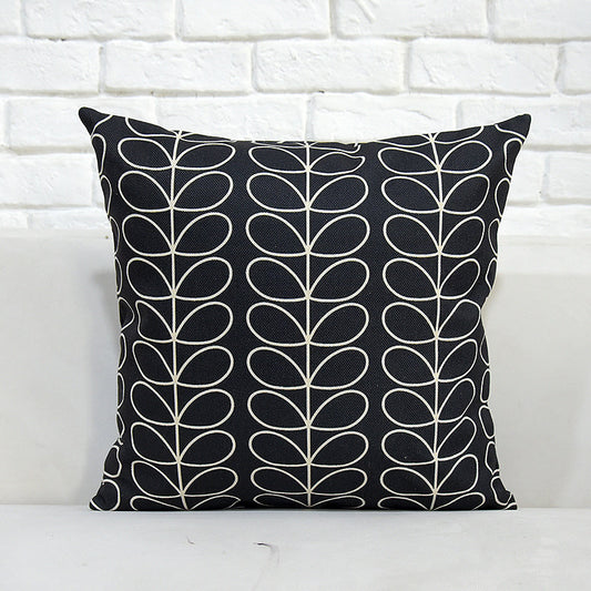 HKM-687891 Square Cotton and Linen Pillow with Vintage Flower and Bird Design, Double-Sided Pattern