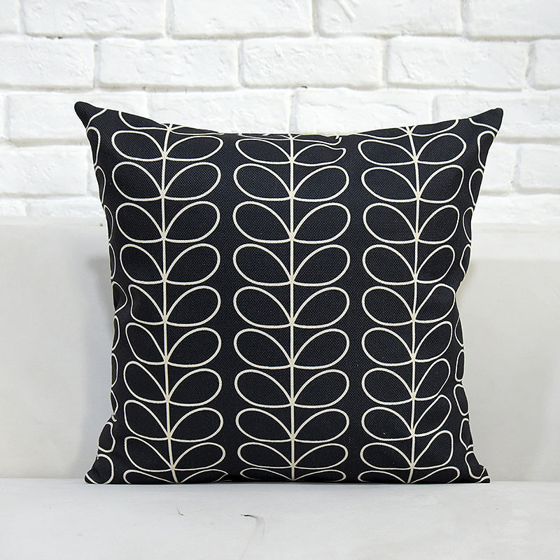 HKM-687891 Square Cotton and Linen Pillow with Vintage Flower and Bird Design, Double-Sided Pattern