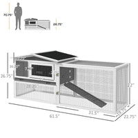 HKM-6880189 2-Story Large Rabbit Hutch with Removable Tray, Waterproof Roof, and Detachable Run for Small Animals