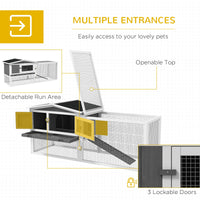 HKM-6880189 2-Story Large Rabbit Hutch with Removable Tray, Waterproof Roof, and Detachable Run for Small Animals