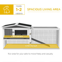 HKM-6880189 2-Story Large Rabbit Hutch with Removable Tray, Waterproof Roof, and Detachable Run for Small Animals
