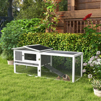 HKM-6880189 2-Story Large Rabbit Hutch with Removable Tray, Waterproof Roof, and Detachable Run for Small Animals